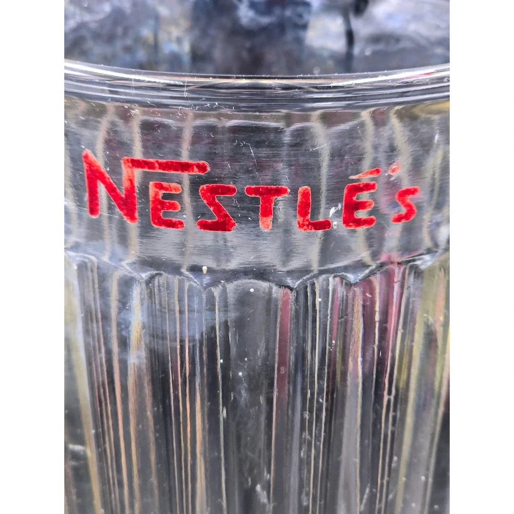 Vintage Nestle Old‎ Fashioned Parfait Soda Fountain Glass Ribbed Footed  1950's